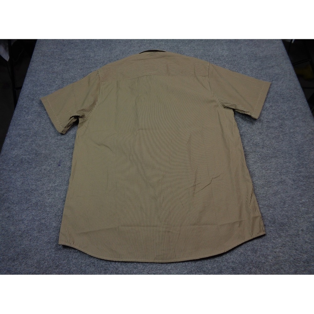 Dixxon Workforce Mechanic Mens L Button Up Tan Striped Short Sleeve Shirt - Picture 6 of 11